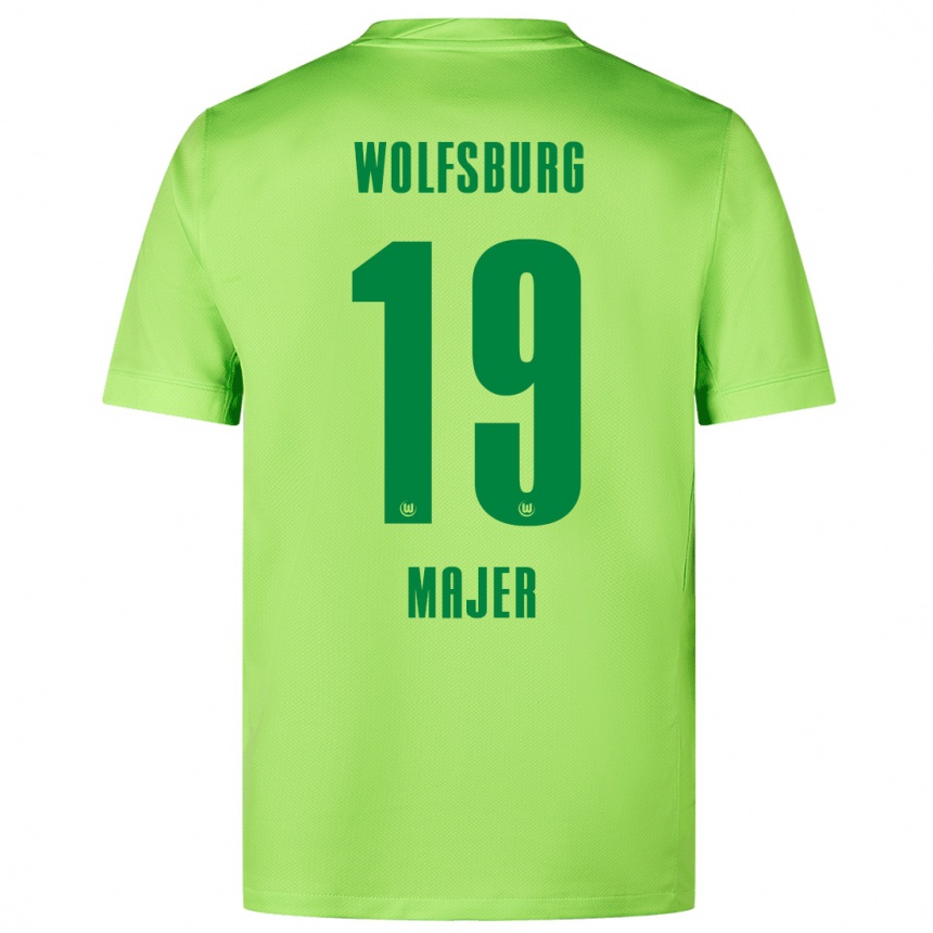 Kids Football Lovro Majer #19 Fluorescent Green Home Jersey 2024/25 T-Shirt Uk