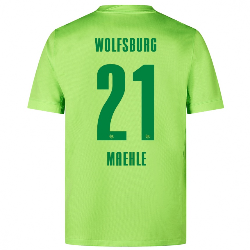 Kids Football Joakim Maehle #21 Fluorescent Green Home Jersey 2024/25 T-Shirt Uk