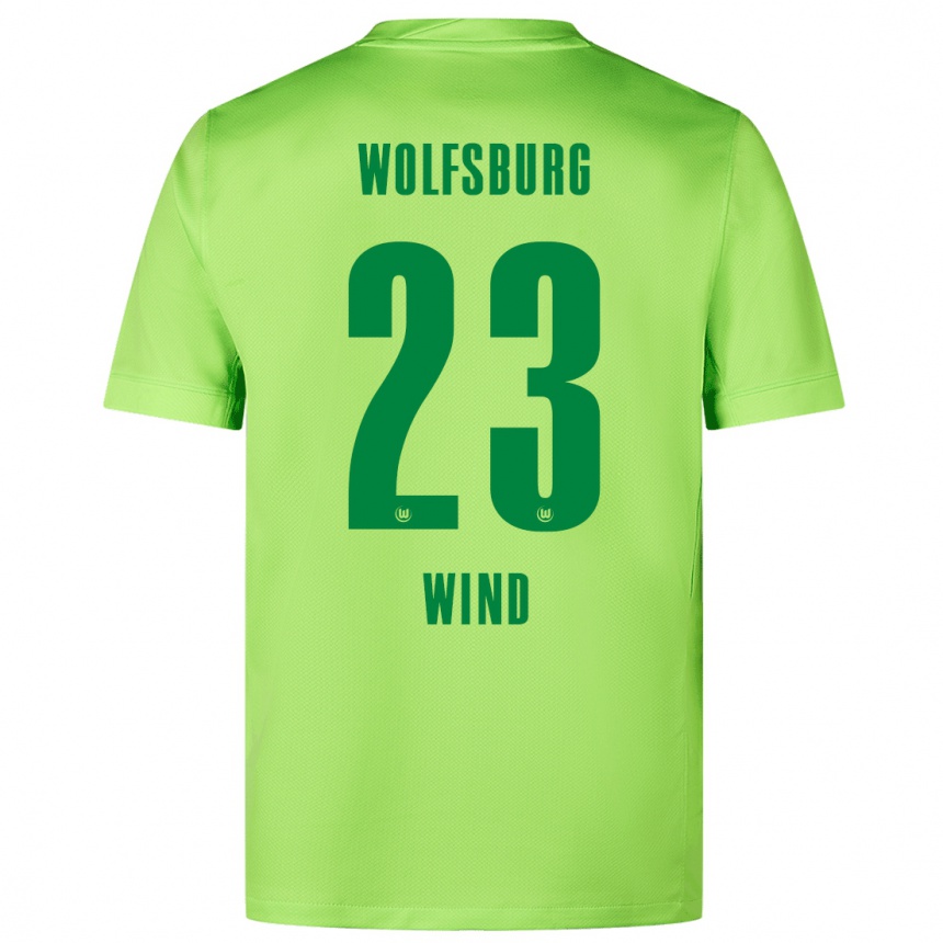 Kids Football Jonas Wind #23 Fluorescent Green Home Jersey 2024/25 T-Shirt Uk