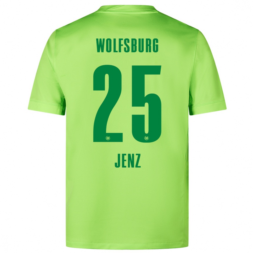 Kids Football Moritz Jenz #25 Fluorescent Green Home Jersey 2024/25 T-Shirt Uk