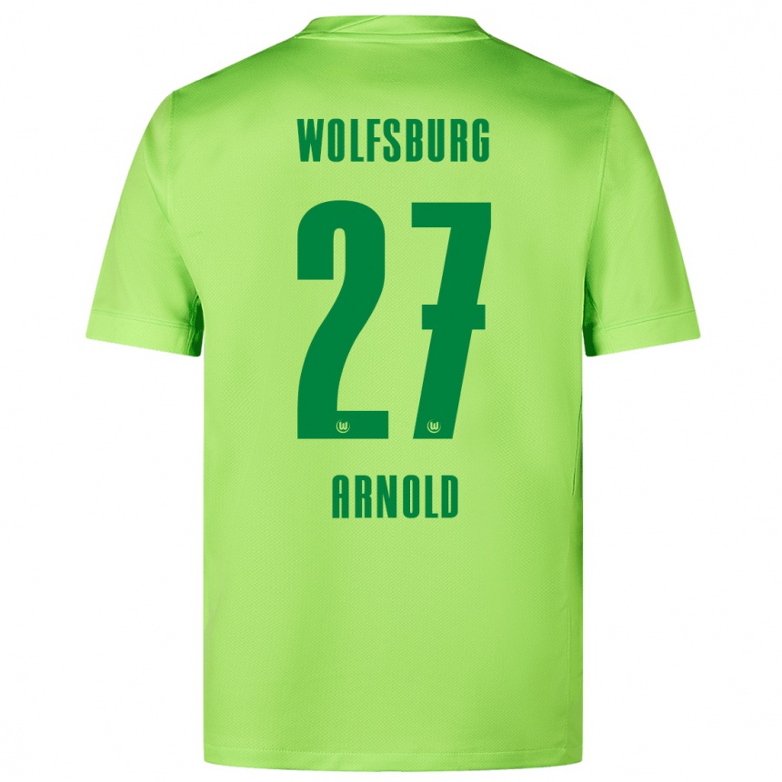 Kids Football Maximilian Arnold #27 Fluorescent Green Home Jersey 2024/25 T-Shirt Uk