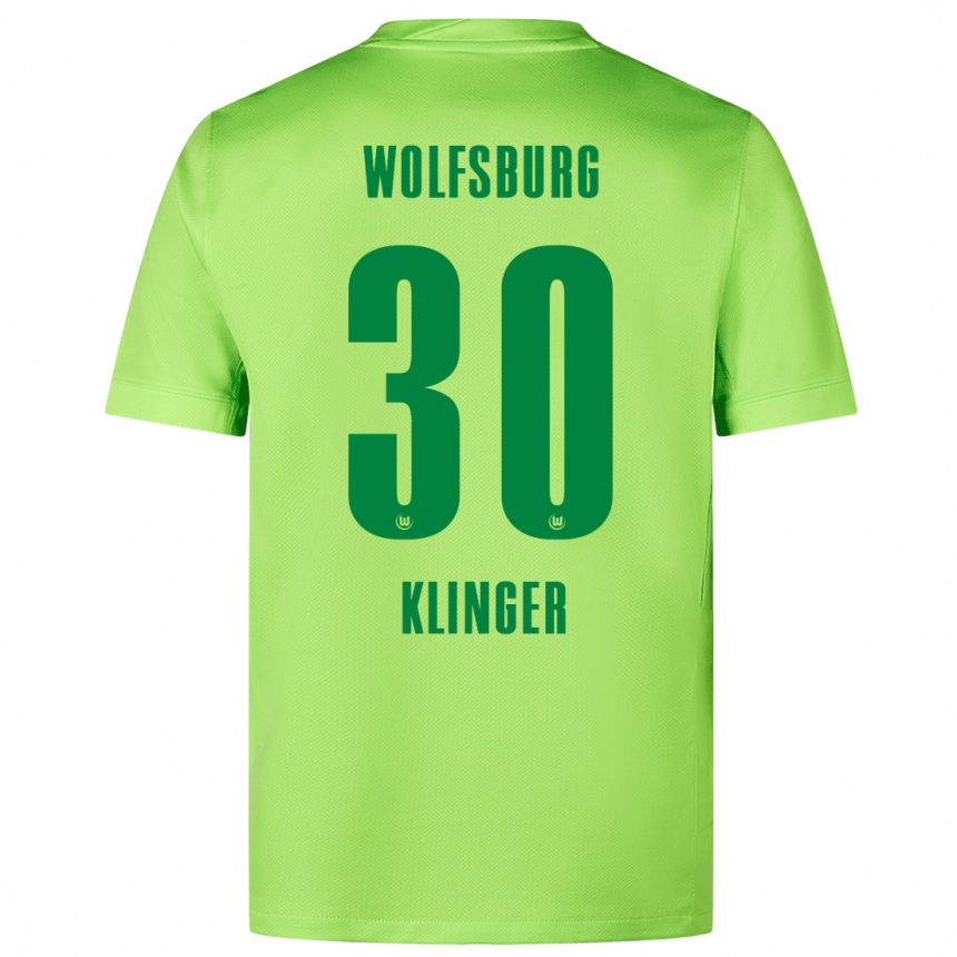 Kids Football Niklas Klinger #30 Fluorescent Green Home Jersey 2024/25 T-Shirt Uk