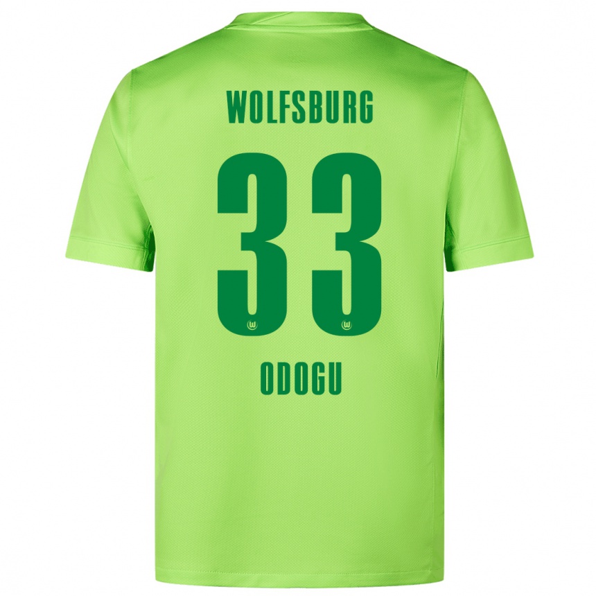 Kids Football David Odogu #33 Fluorescent Green Home Jersey 2024/25 T-Shirt Uk