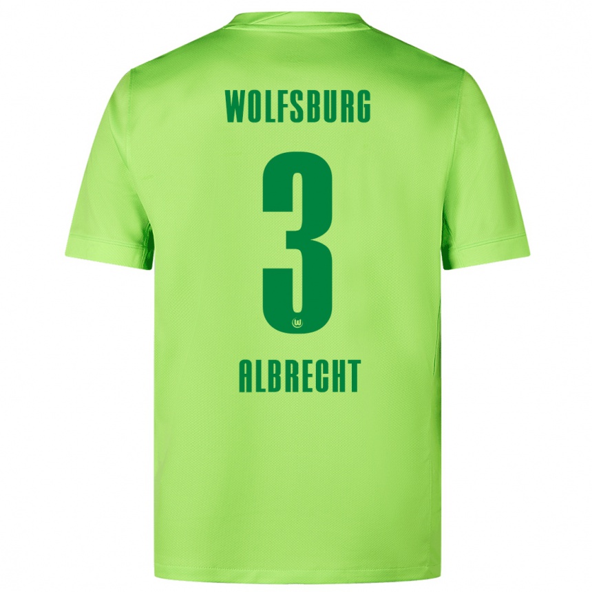 Kids Football Ben Albrecht #3 Fluorescent Green Home Jersey 2024/25 T-Shirt Uk