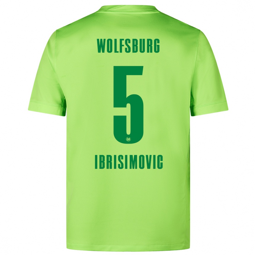 Kids Football Amar Ibrisimovic #5 Fluorescent Green Home Jersey 2024/25 T-Shirt Uk