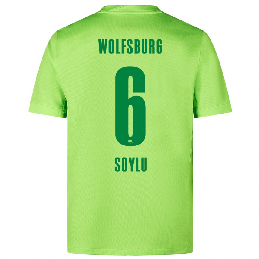 Kids Football Darwin Soylu #6 Fluorescent Green Home Jersey 2024/25 T-Shirt Uk