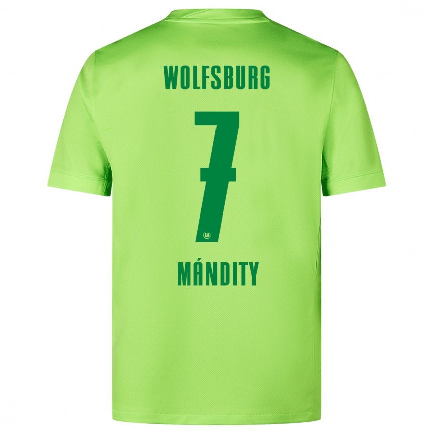 Kids Football Márkó Mándity #7 Fluorescent Green Home Jersey 2024/25 T-Shirt Uk