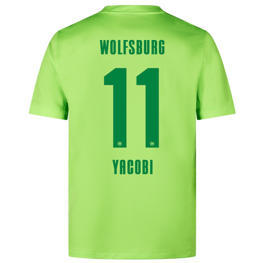 Kids Football Nilas Yacobi #11 Fluorescent Green Home Jersey 2024/25 T-Shirt Uk