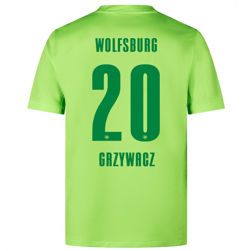 Kids Football Eryk Grzywacz #20 Fluorescent Green Home Jersey 2024/25 T-Shirt Uk