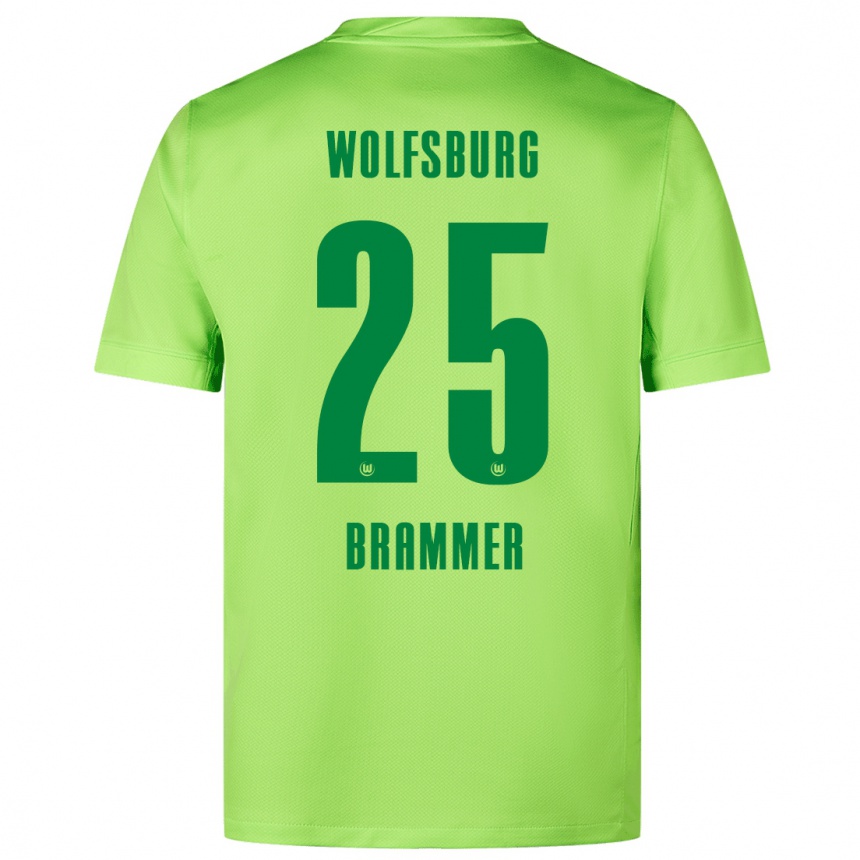 Kids Football Ole Brammer #25 Fluorescent Green Home Jersey 2024/25 T-Shirt Uk