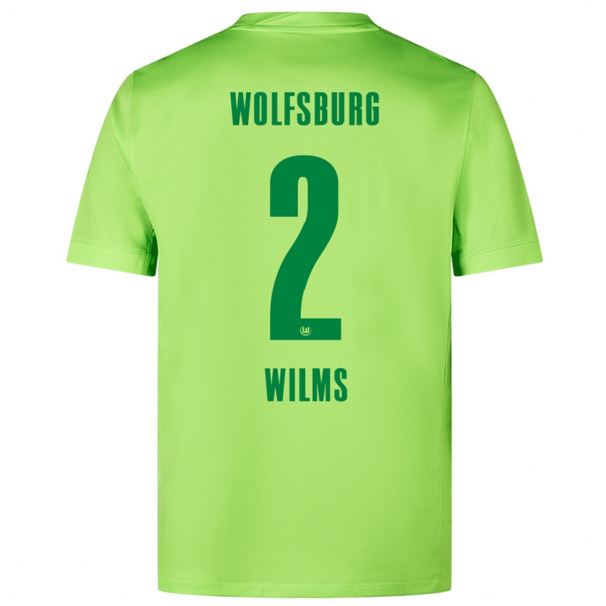 Kids Football Lynn Wilms #2 Fluorescent Green Home Jersey 2024/25 T-Shirt Uk