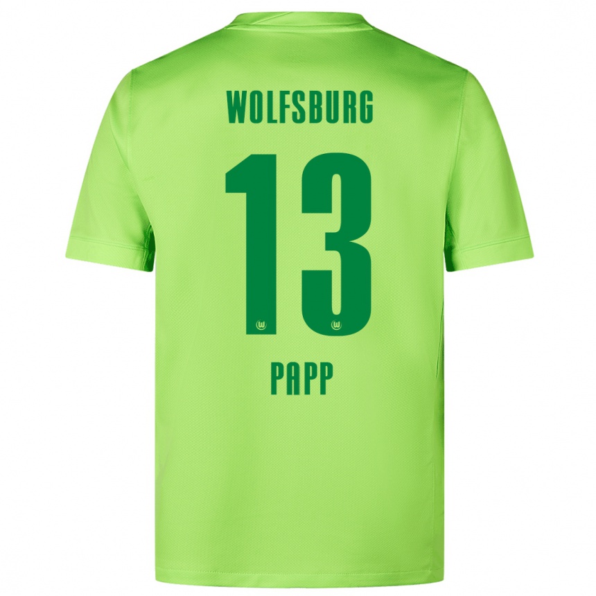 Kids Football Luca Papp #13 Fluorescent Green Home Jersey 2024/25 T-Shirt Uk