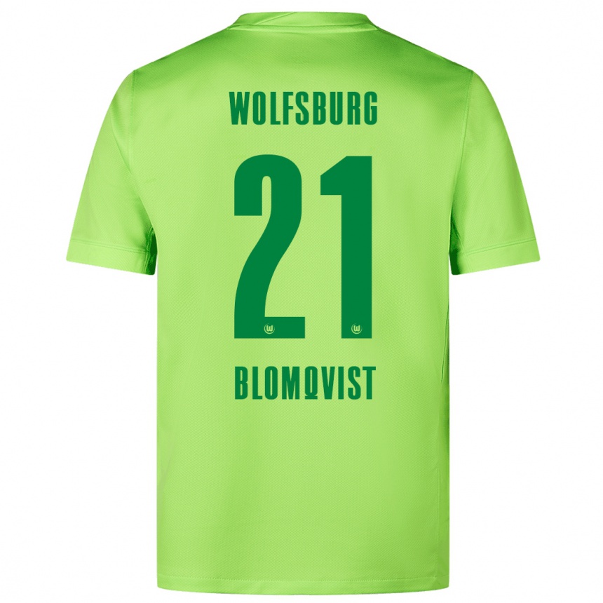 Kids Football Rebecka Blomqvist #21 Fluorescent Green Home Jersey 2024/25 T-Shirt Uk