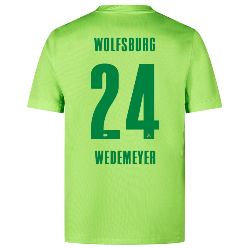 Kids Football Joelle Wedemeyer #24 Fluorescent Green Home Jersey 2024/25 T-Shirt Uk