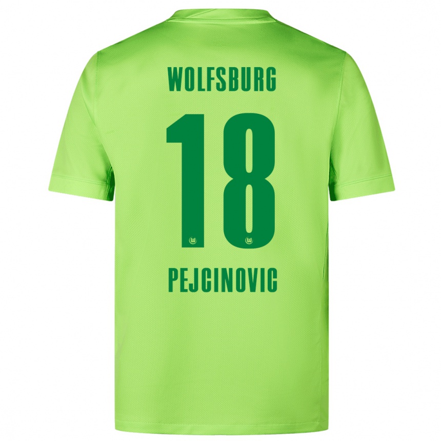 Kids Football Dzenan Pejcinovic #18 Fluorescent Green Home Jersey 2024/25 T-Shirt Uk