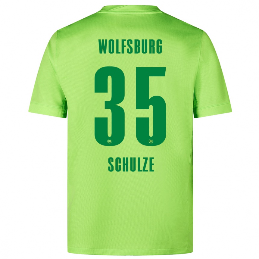 Kids Football Philipp Schulze #35 Fluorescent Green Home Jersey 2024/25 T-Shirt Uk