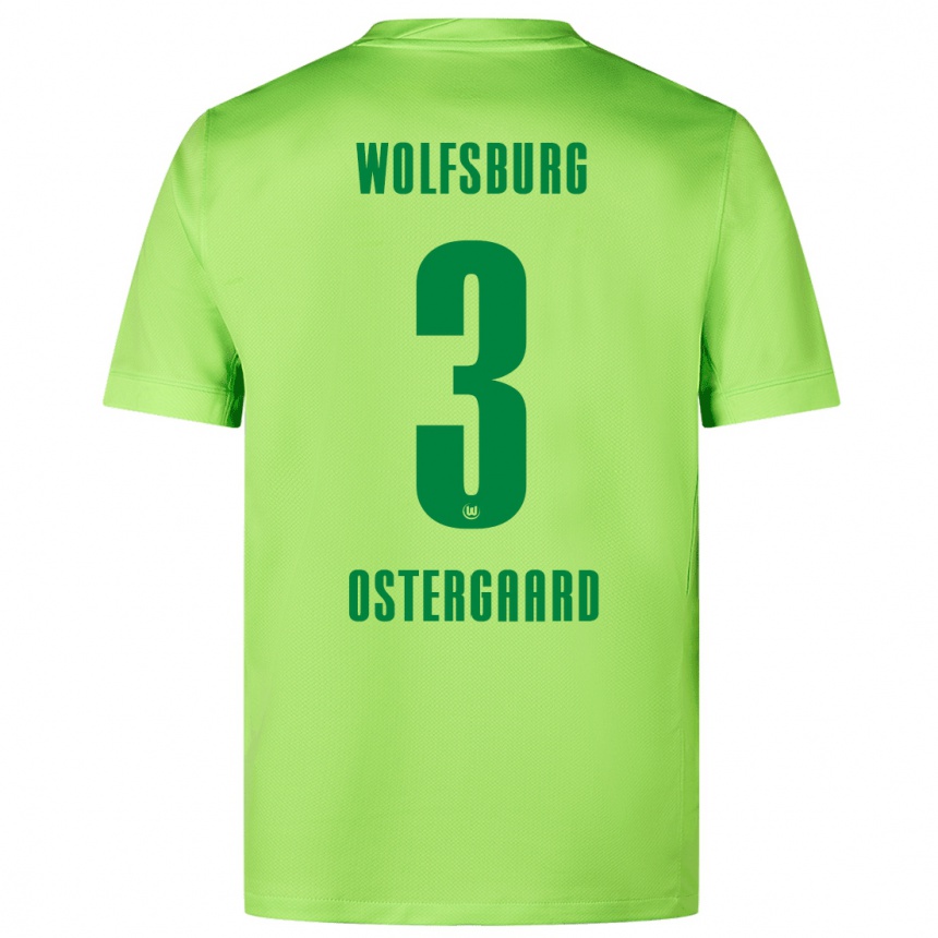 Kids Football Christian Östergaard #3 Fluorescent Green Home Jersey 2024/25 T-Shirt Uk