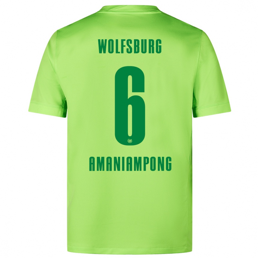 Kids Football Marces Amaniampong #6 Fluorescent Green Home Jersey 2024/25 T-Shirt Uk