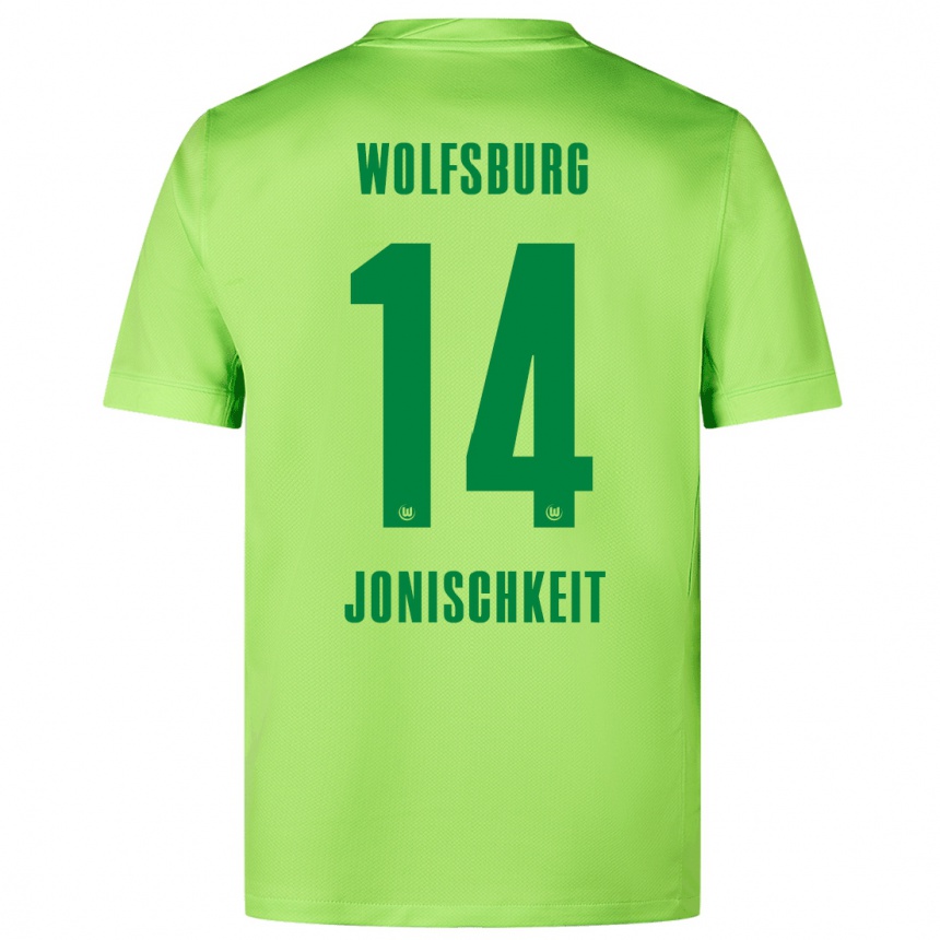 Kids Football Jamal Jonischkeit #14 Fluorescent Green Home Jersey 2024/25 T-Shirt Uk