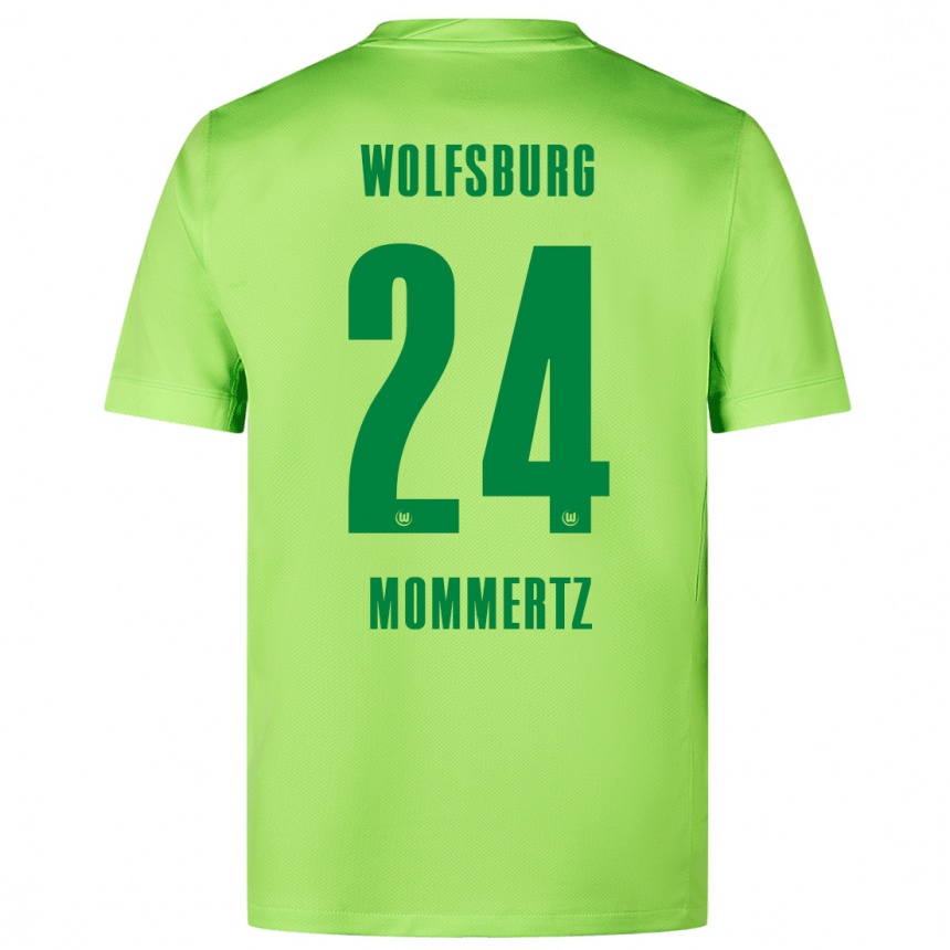 Kids Football Benjamin Mommertz #24 Fluorescent Green Home Jersey 2024/25 T-Shirt Uk