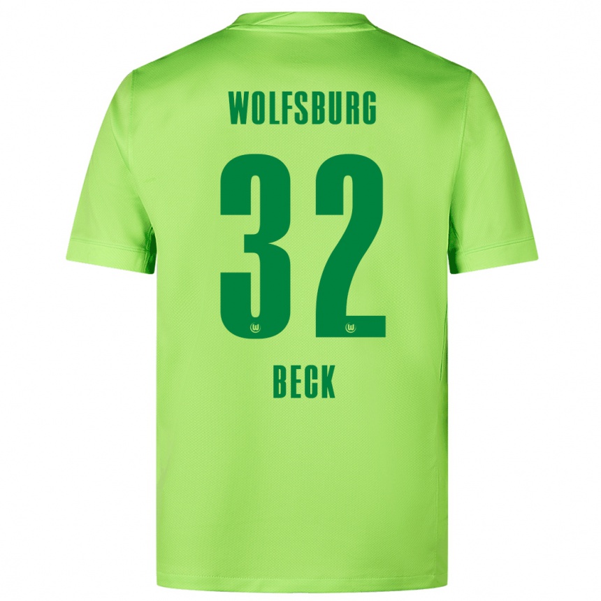 Kids Football Kiara Beck #32 Fluorescent Green Home Jersey 2024/25 T-Shirt Uk