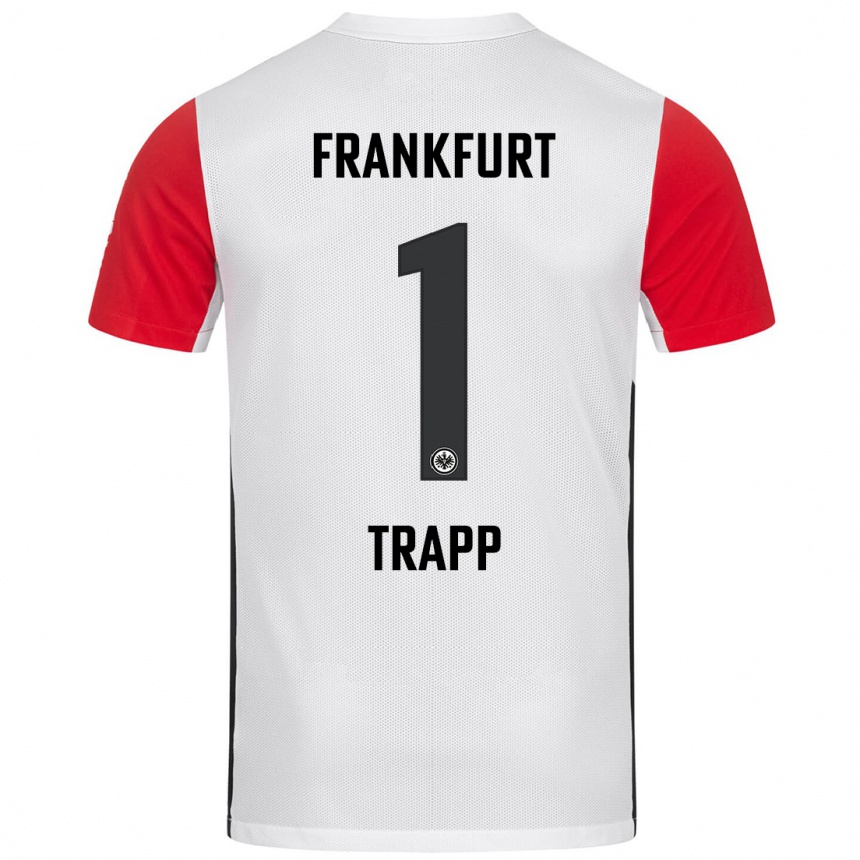 Kids Football Kevin Trapp #1 White Red Home Jersey 2024/25 T-Shirt Uk