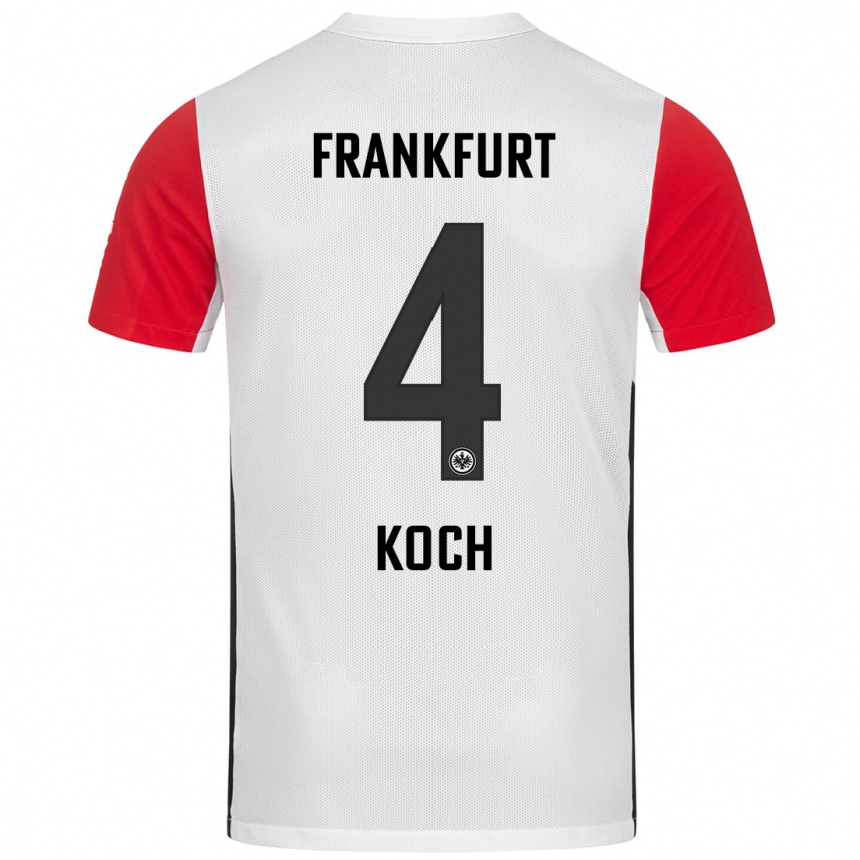 Kids Football Robin Koch #4 White Red Home Jersey 2024/25 T-Shirt Uk