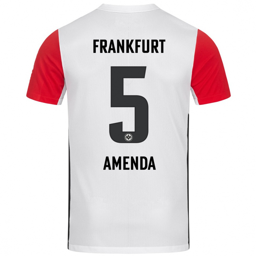 Kids Football Aurèle Amenda #5 White Red Home Jersey 2024/25 T-Shirt Uk