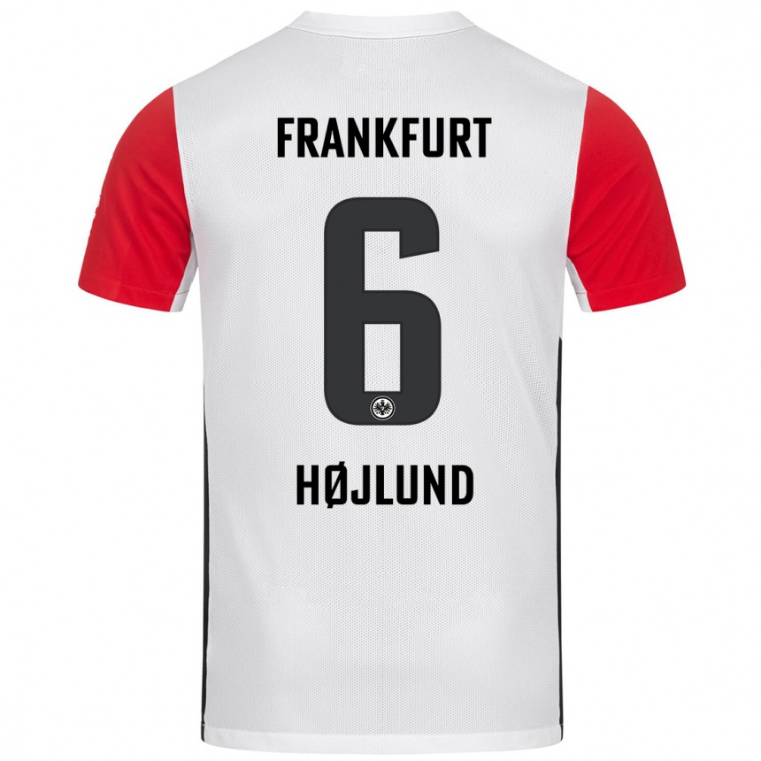 Kids Football Oscar Højlund #6 White Red Home Jersey 2024/25 T-Shirt Uk