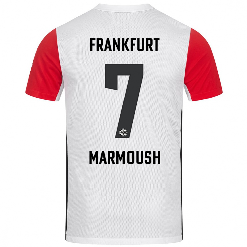 Kids Football Omar Marmoush #7 White Red Home Jersey 2024/25 T-Shirt Uk