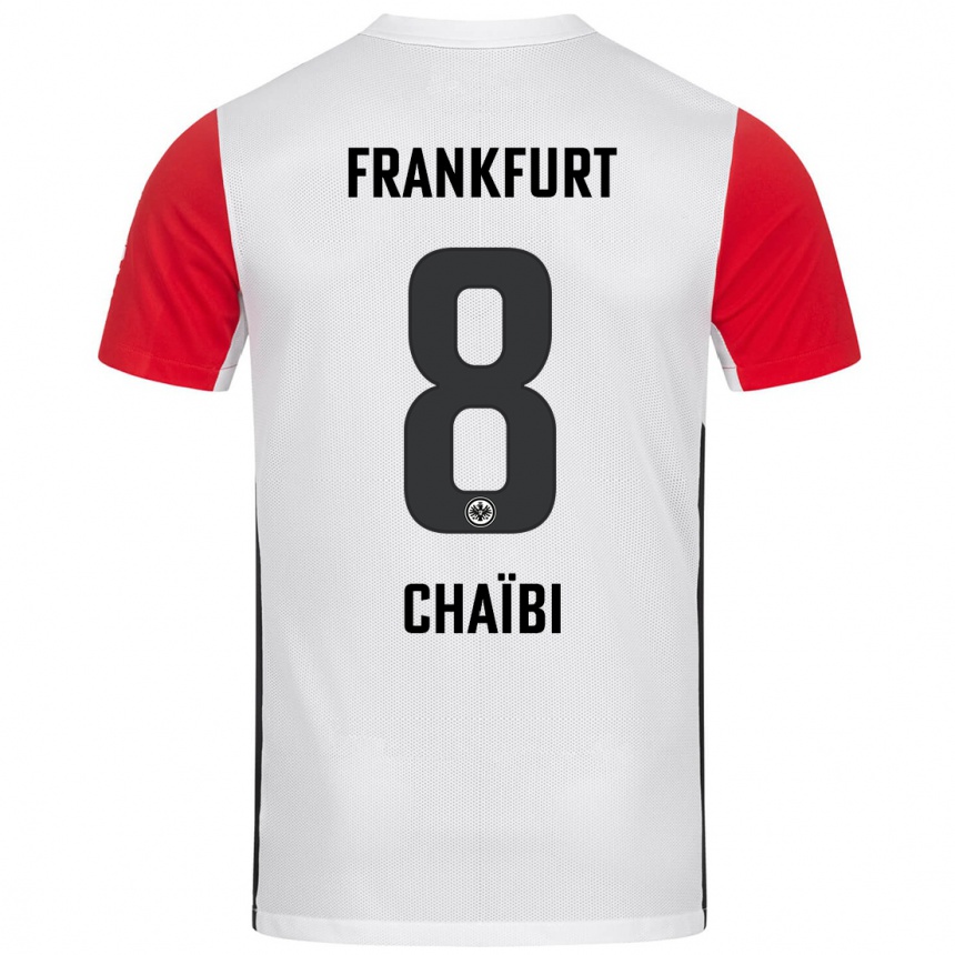 Kids Football Farès Chaïbi #8 White Red Home Jersey 2024/25 T-Shirt Uk