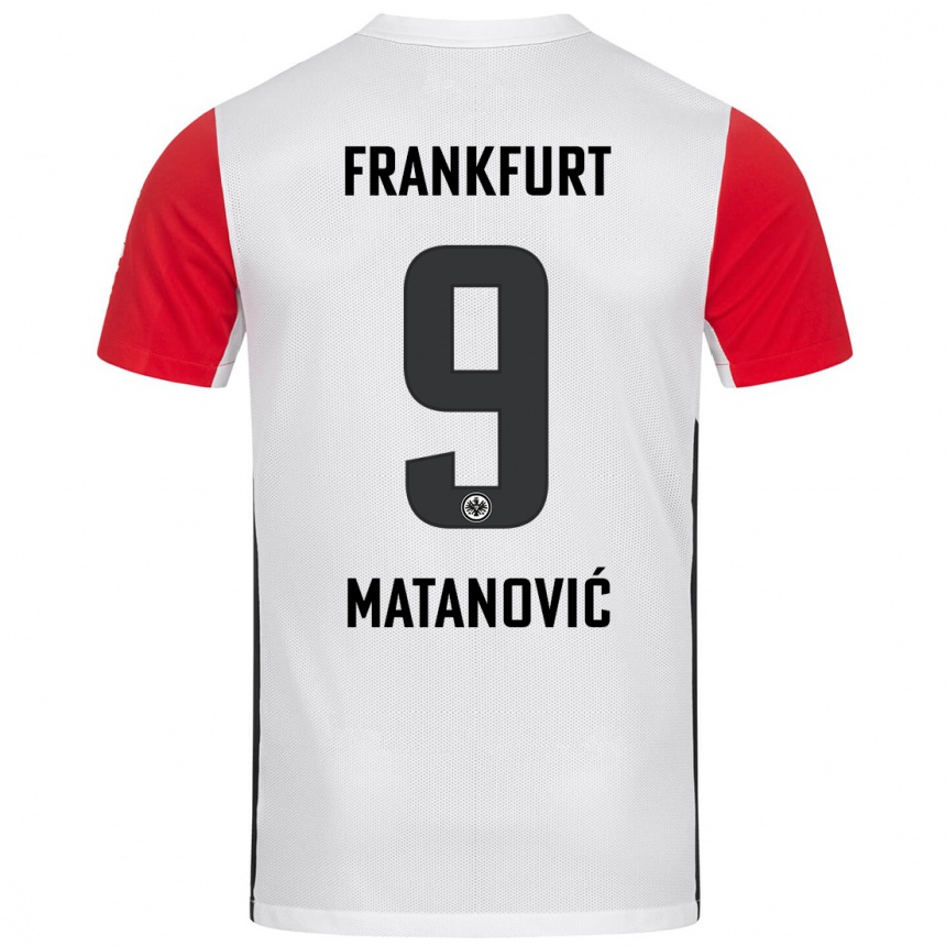 Kids Football Igor Matanovic #9 White Red Home Jersey 2024/25 T-Shirt Uk