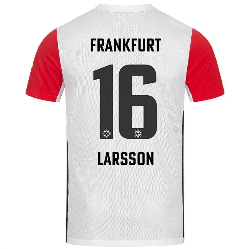 Kids Football Hugo Larsson #16 White Red Home Jersey 2024/25 T-Shirt Uk