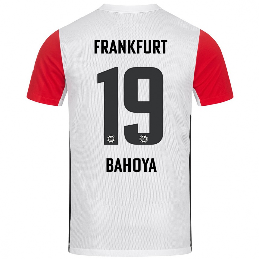 Kids Football Jean-Mattéo Bahoya #19 White Red Home Jersey 2024/25 T-Shirt Uk