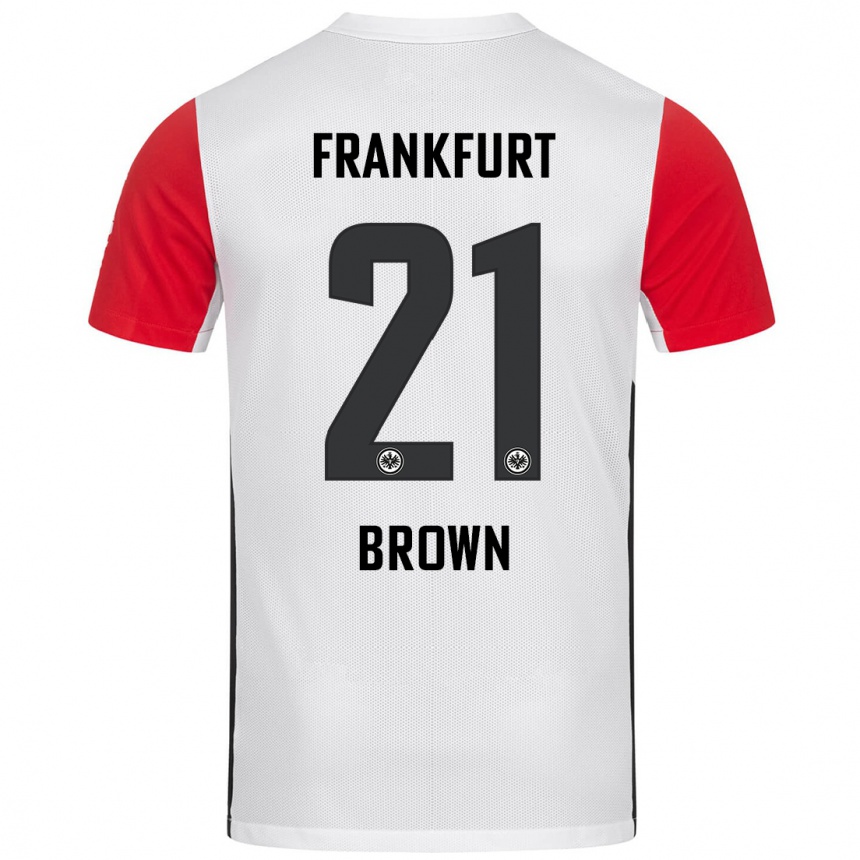 Kids Football Nathaniel Brown #21 White Red Home Jersey 2024/25 T-Shirt Uk