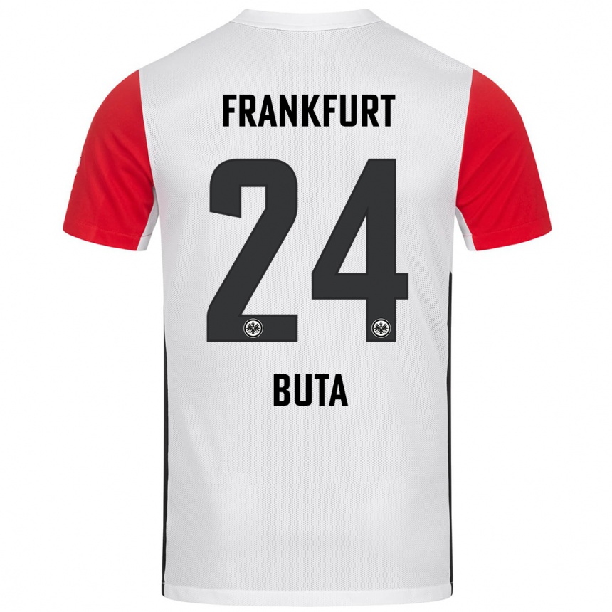 Kids Football Aurélio Buta #24 White Red Home Jersey 2024/25 T-Shirt Uk