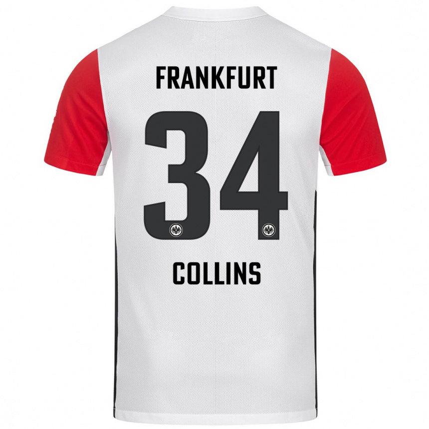 Kids Football Nnamdi Collins #34 White Red Home Jersey 2024/25 T-Shirt Uk