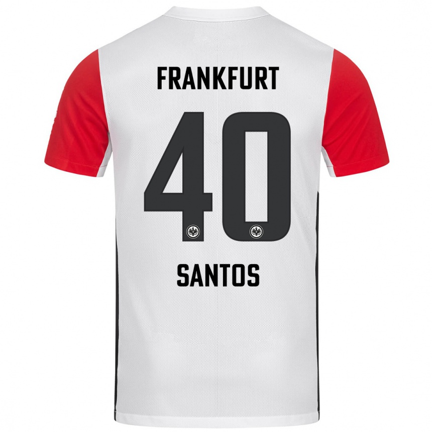 Kids Football Kauã Santos #40 White Red Home Jersey 2024/25 T-Shirt Uk