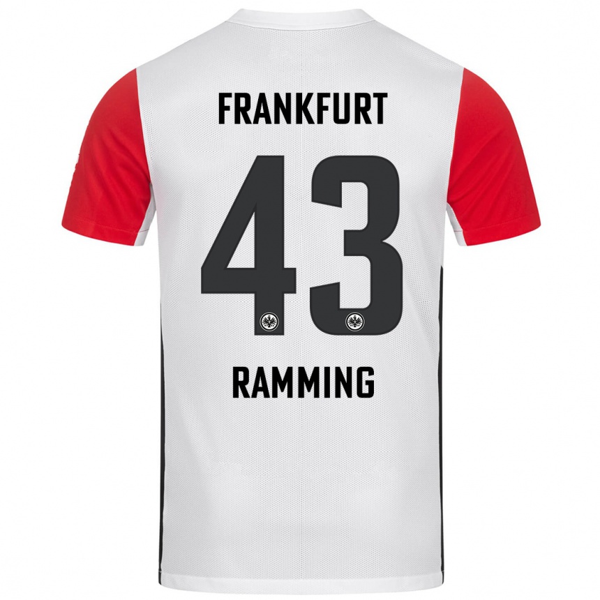 Kids Football Nils Ramming #43 White Red Home Jersey 2024/25 T-Shirt Uk