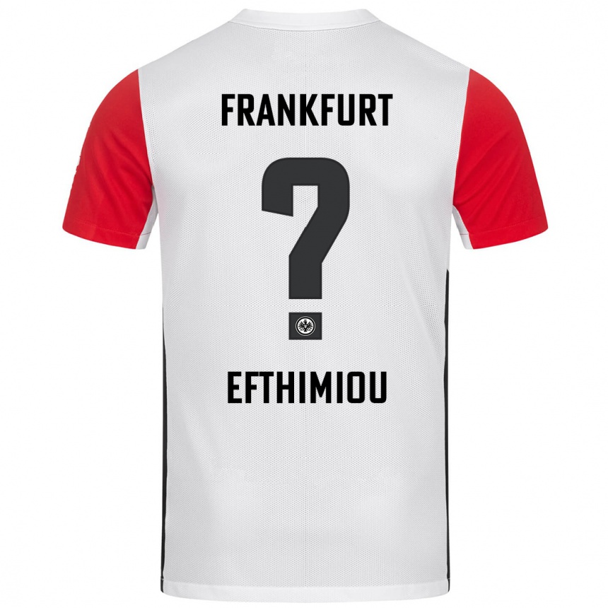 Kids Football Sissis Efthimiou #0 White Red Home Jersey 2024/25 T-Shirt Uk