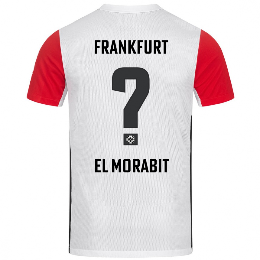 Kids Football Anas El Morabit #0 White Red Home Jersey 2024/25 T-Shirt Uk