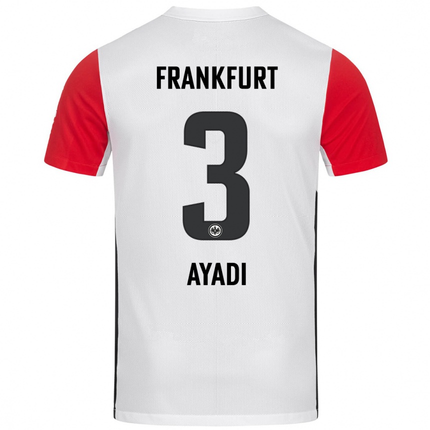 Kids Football Akram Ayadi #3 White Red Home Jersey 2024/25 T-Shirt Uk