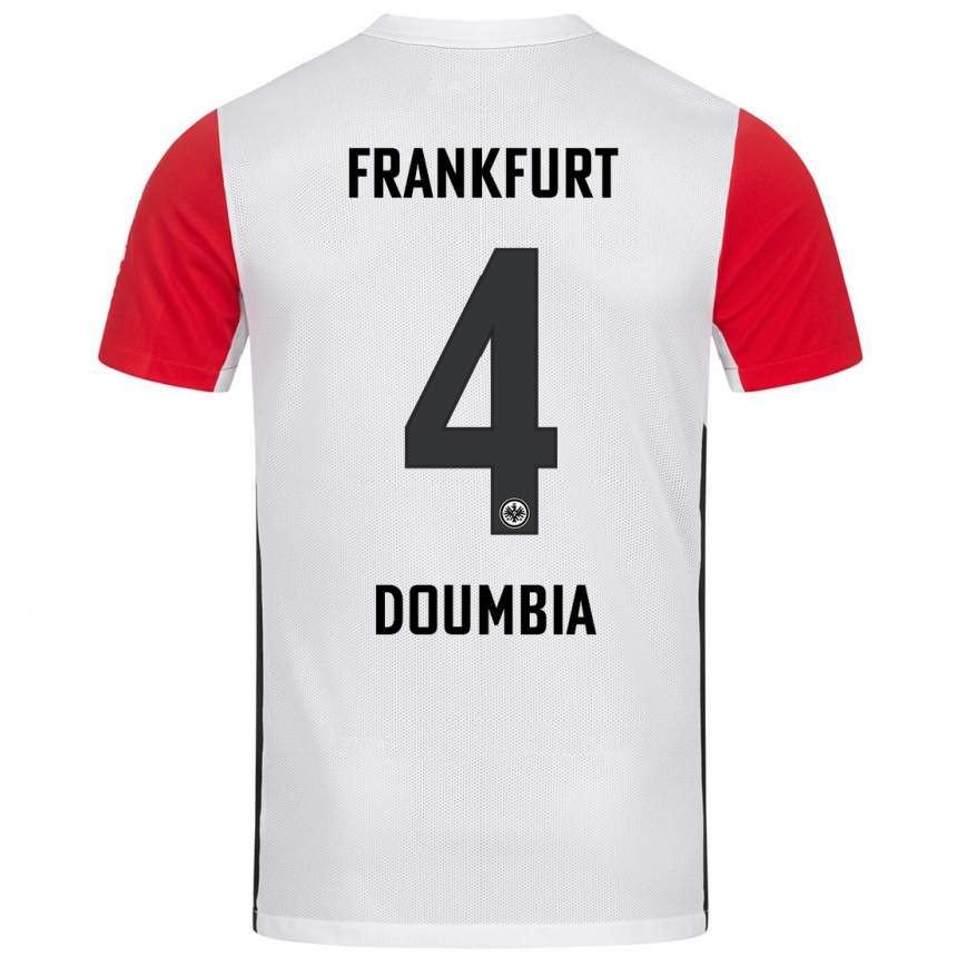 Kids Football Fousseny Doumbia #4 White Red Home Jersey 2024/25 T-Shirt Uk