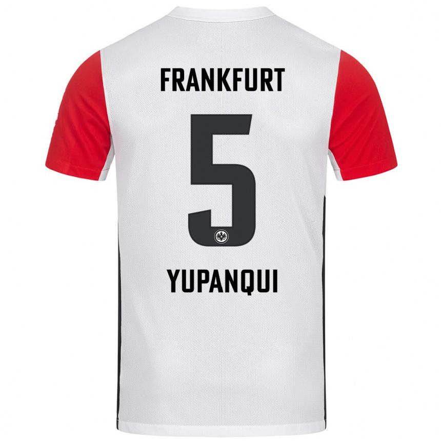 Kids Football Philipp Eisele Yupanqui #5 White Red Home Jersey 2024/25 T-Shirt Uk