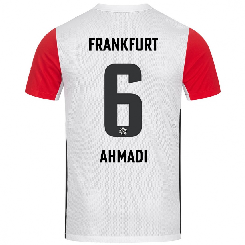 Kids Football Shayan Ahmadi #6 White Red Home Jersey 2024/25 T-Shirt Uk