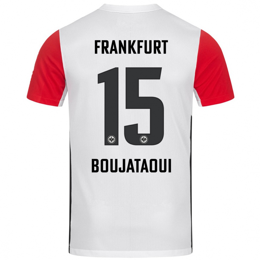 Kids Football Tarik Boujataoui #15 White Red Home Jersey 2024/25 T-Shirt Uk