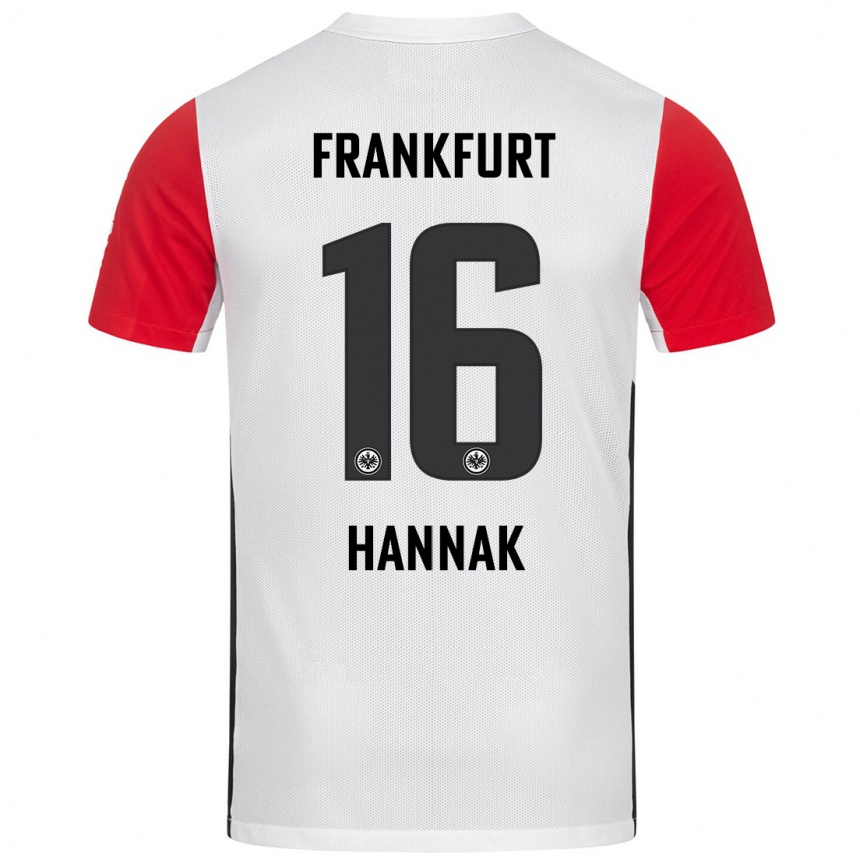 Kids Football Tim Hannak #16 White Red Home Jersey 2024/25 T-Shirt Uk