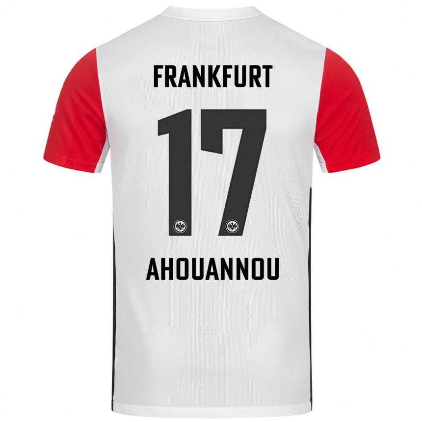 Kids Football Yannis Ahouannou #17 White Red Home Jersey 2024/25 T-Shirt Uk