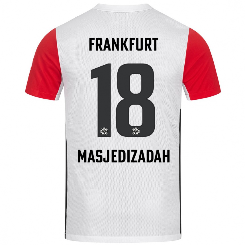 Kids Football Abolfazl Masjedizadah #18 White Red Home Jersey 2024/25 T-Shirt Uk