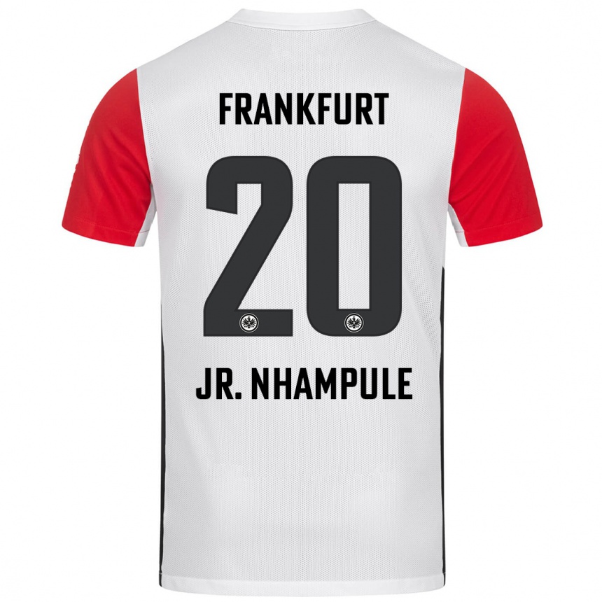 Kids Football Antonio Junior Nhampule #20 White Red Home Jersey 2024/25 T-Shirt Uk